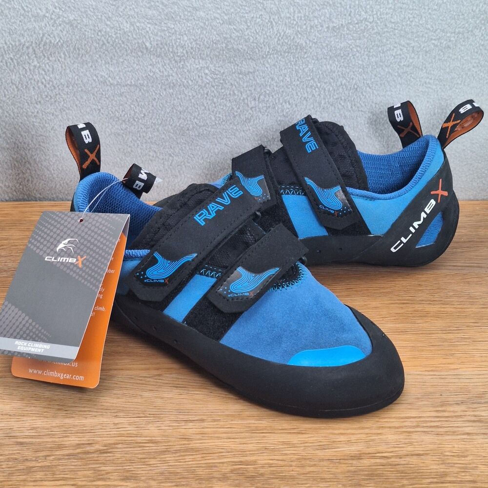 Climb X Rave Strap Climbing Shoes Blue EU 38 Men 6 Women 7 EU 38 NWT Rock